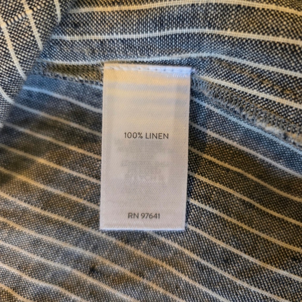 J.Jill Love Linen Pinstripe Shirt Dress Grey White 100% Linen Small 3/4 Sleeve - Picture 4 of 8